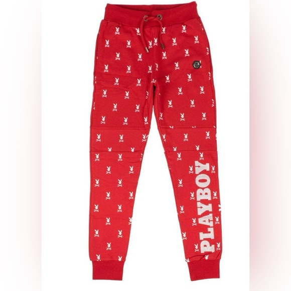 PHILIPP PLEIN X PLAYBOY RED SKULL‎ BUNNY PRINT JOGGING SWEATPANTS Size XXL NWT - Picture 1 of 9
